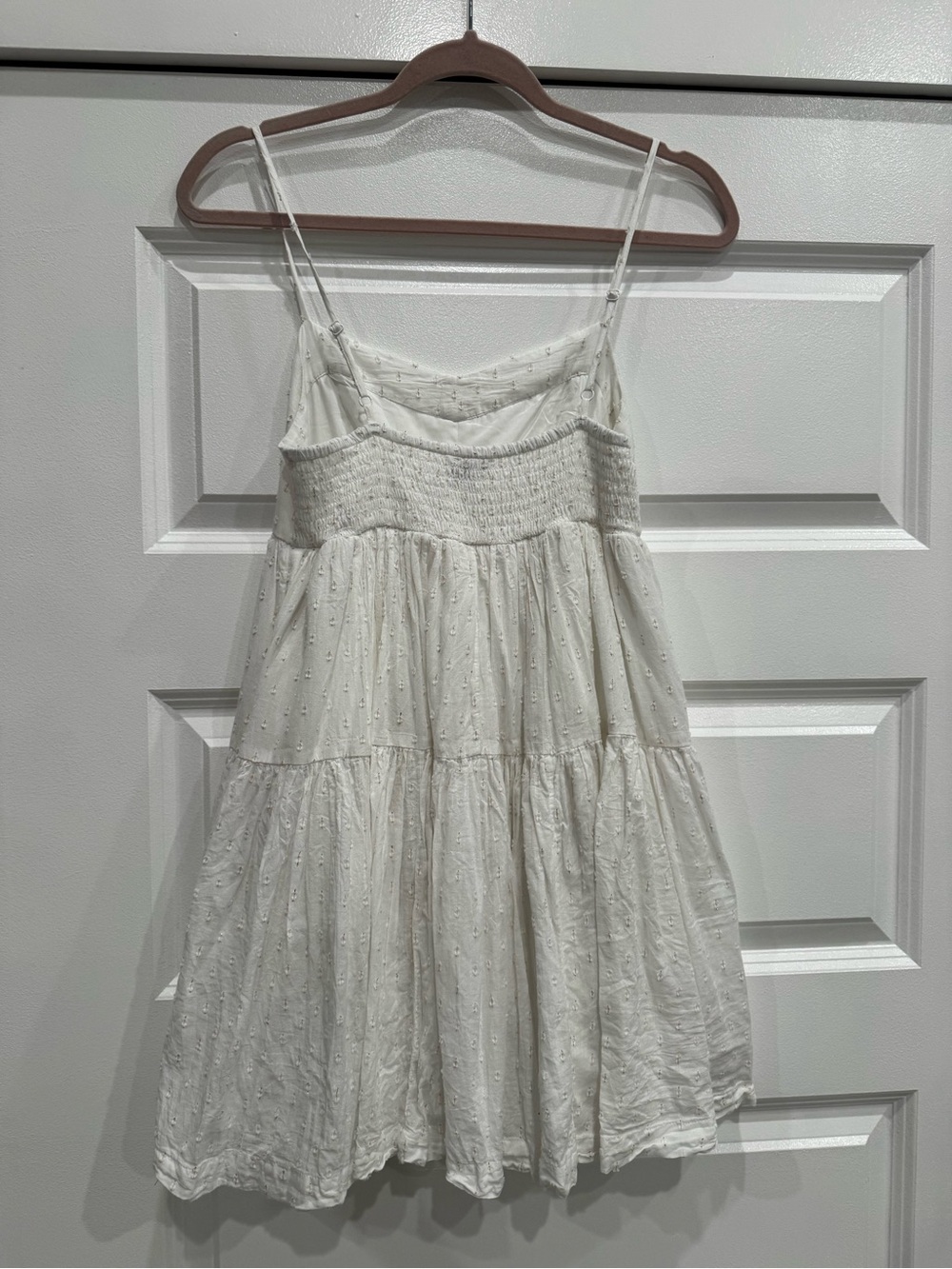 American Eagle Outfitters White Eyelet Tiered Mini Dress - Picture 4 of 4